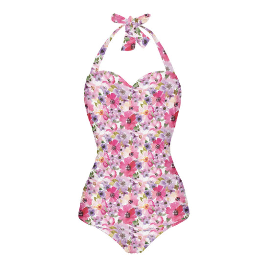 Pink Floral Strappy one piece