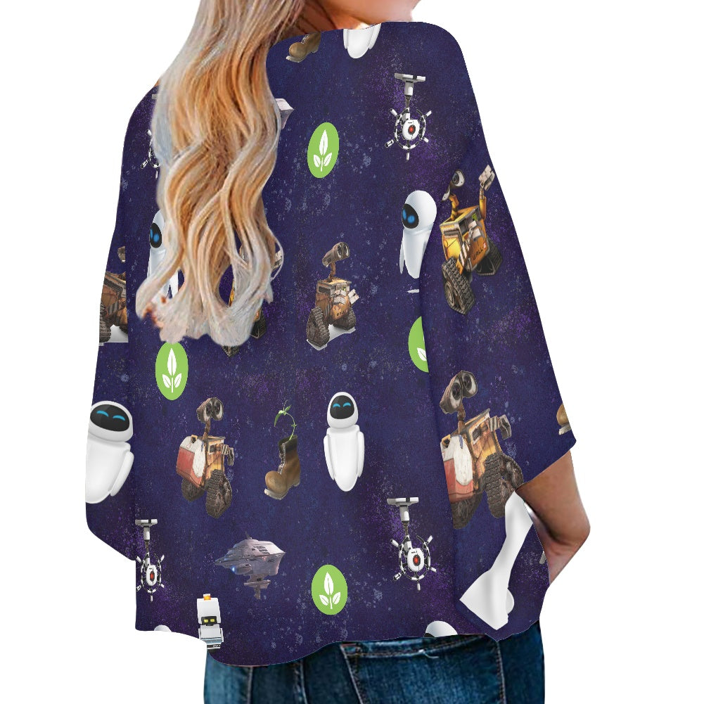 Space Robots Women‘s’ V-neck Streamers Blouse