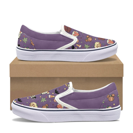 Boho Halloween Purple Pedal canvas shoes for Adult