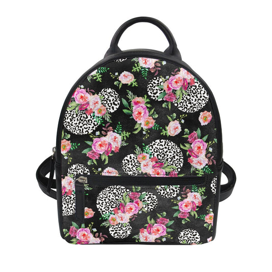 Floral Cheetah Black Small Backpack