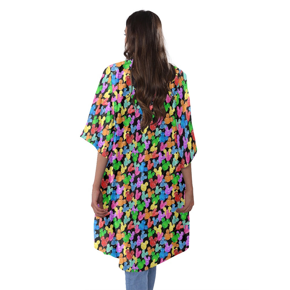 Mouse Balloons Women's Half Sleeve Kimono Cardigan