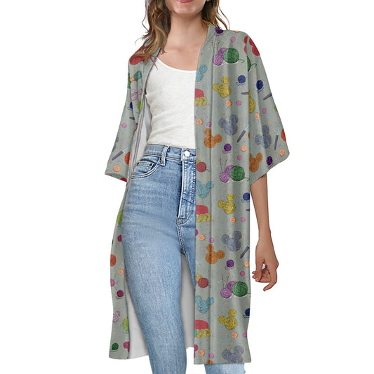 Mouse Yarn Women's Half Sleeve Kimono Cardigan