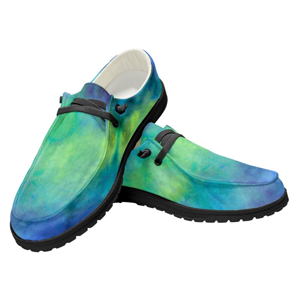 Aqua Tie Dye Men's Lace Up Loafers