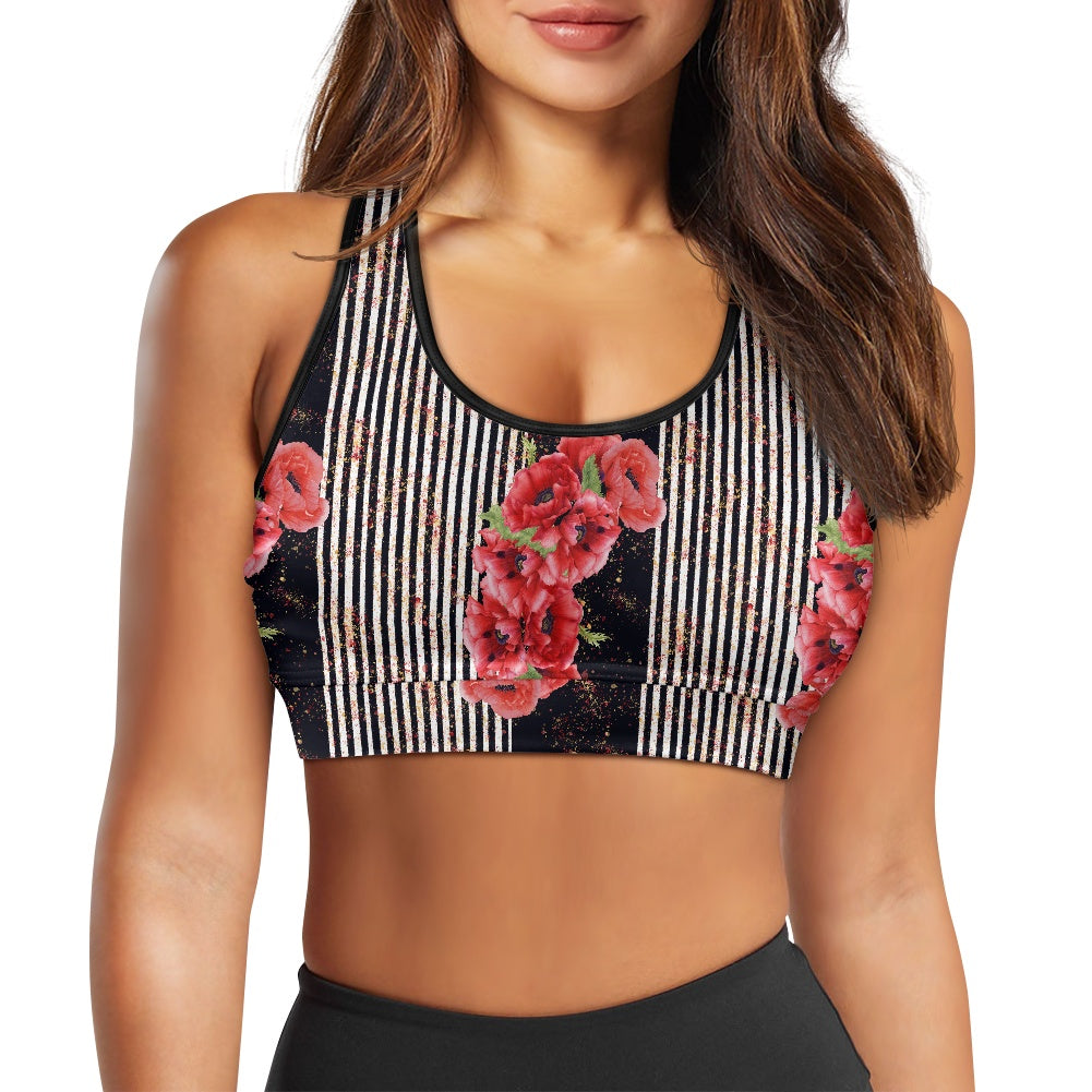 Poppy Stripe Women's Sports Vest