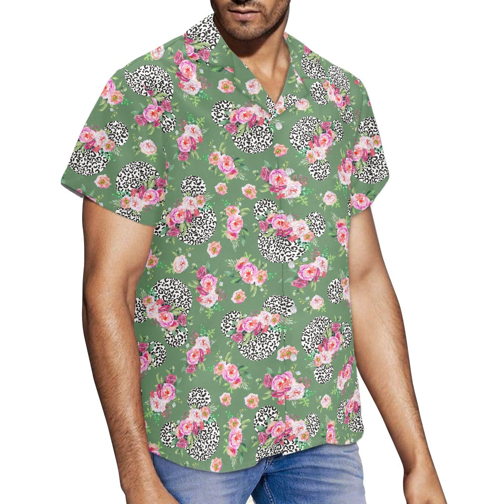 Floral Cheetah Green Hawaiian shirt