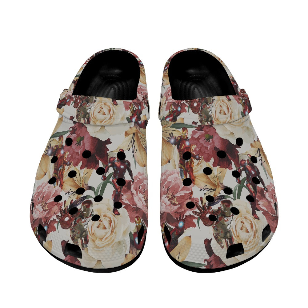 Floral Iron Crocs Black Sole