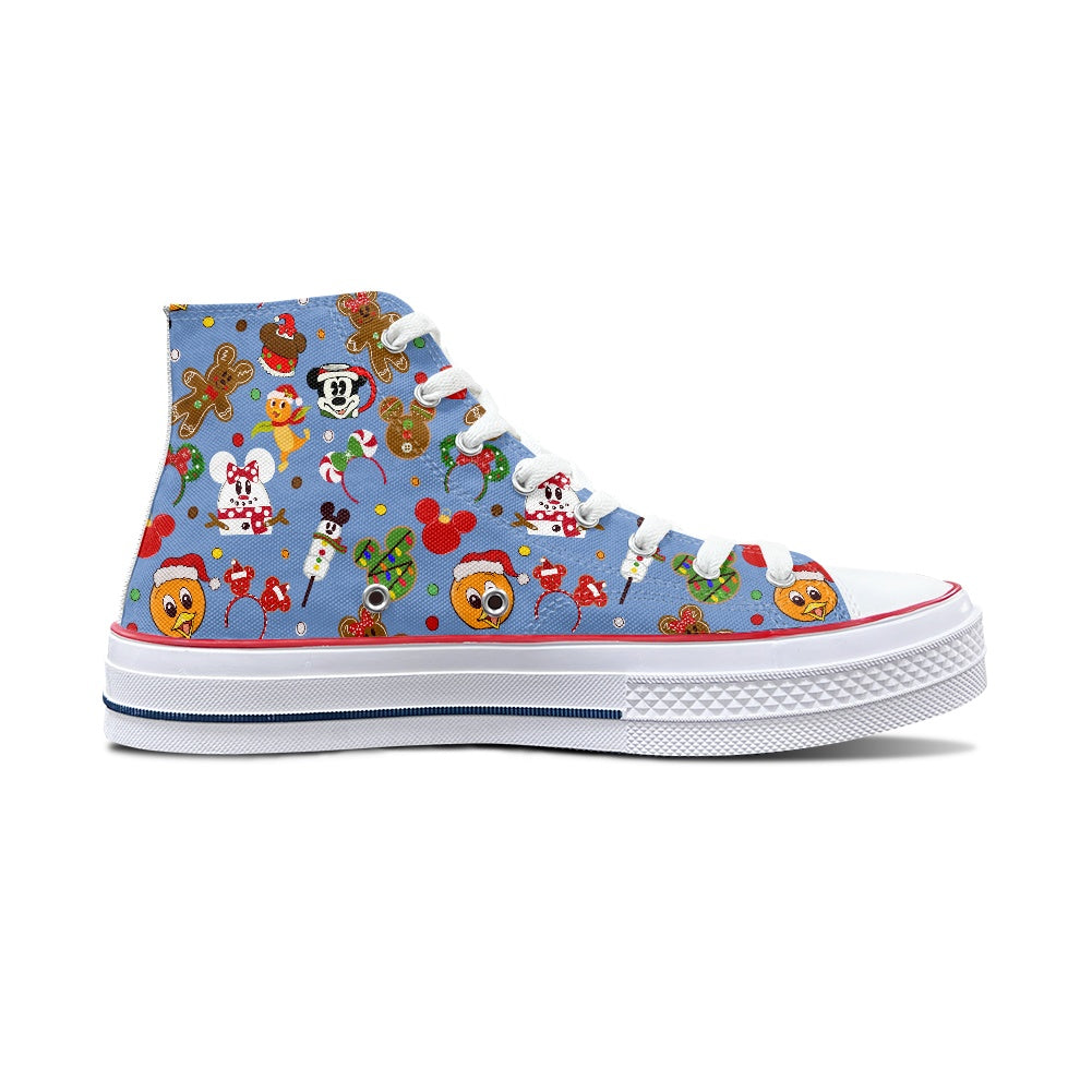 Christmas Sketch High Top Canvas Shoes