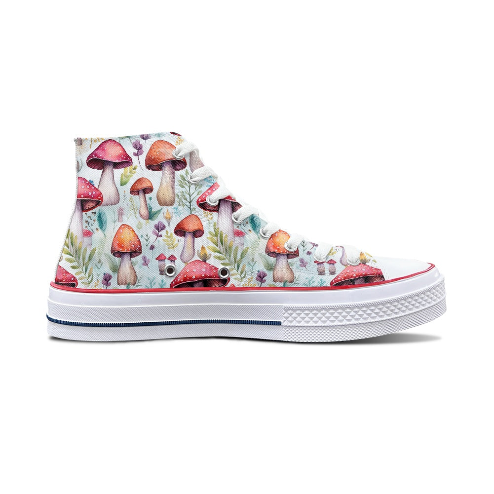 Red Mushrooms High Top Canvas Shoes