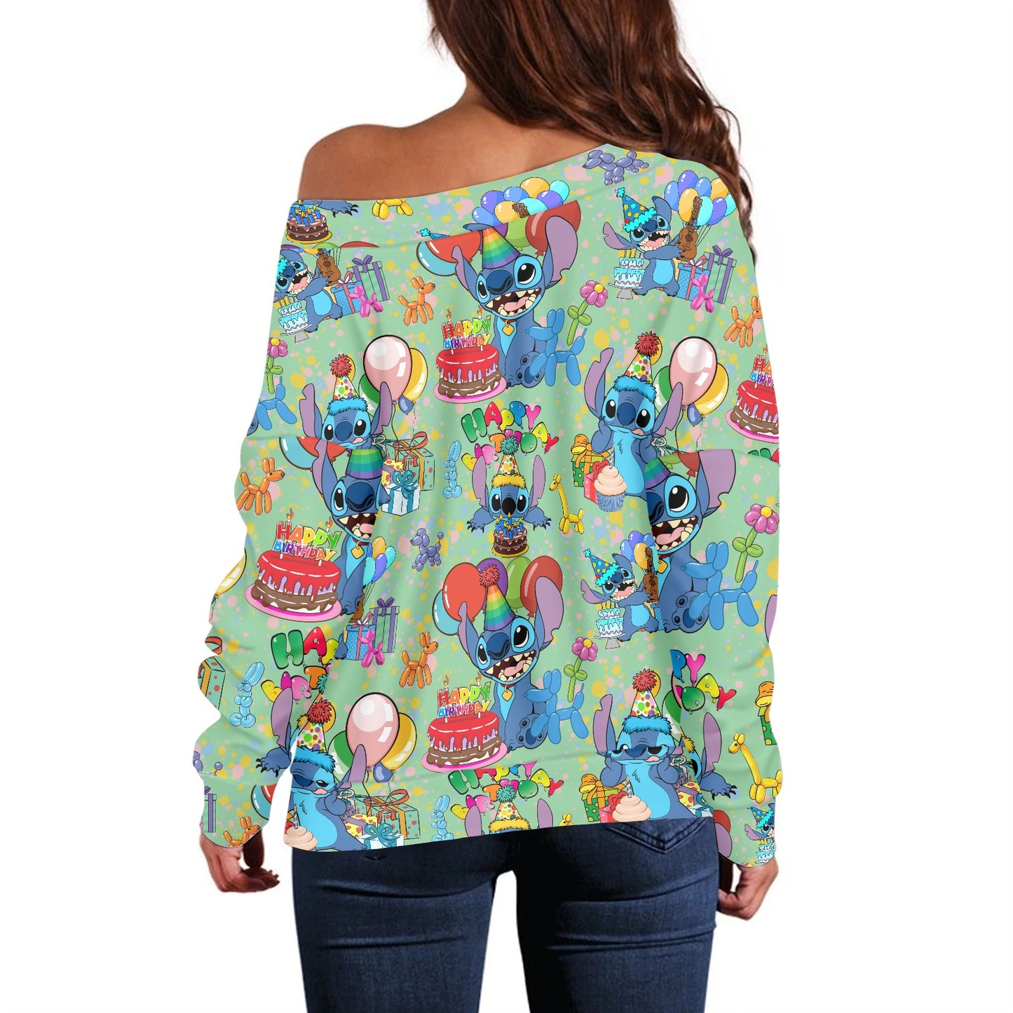 Birthday Alien Women's one-shoulder top