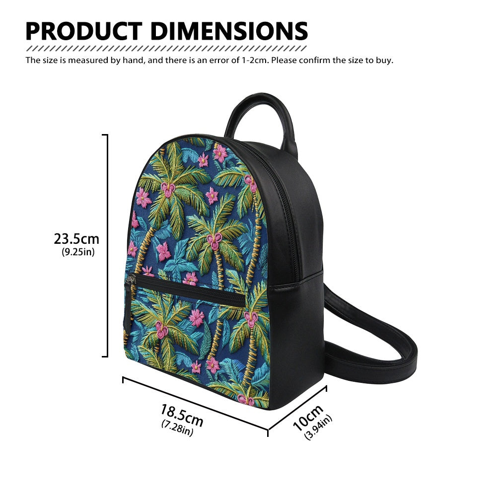 Embroidered Palms Small Backpack