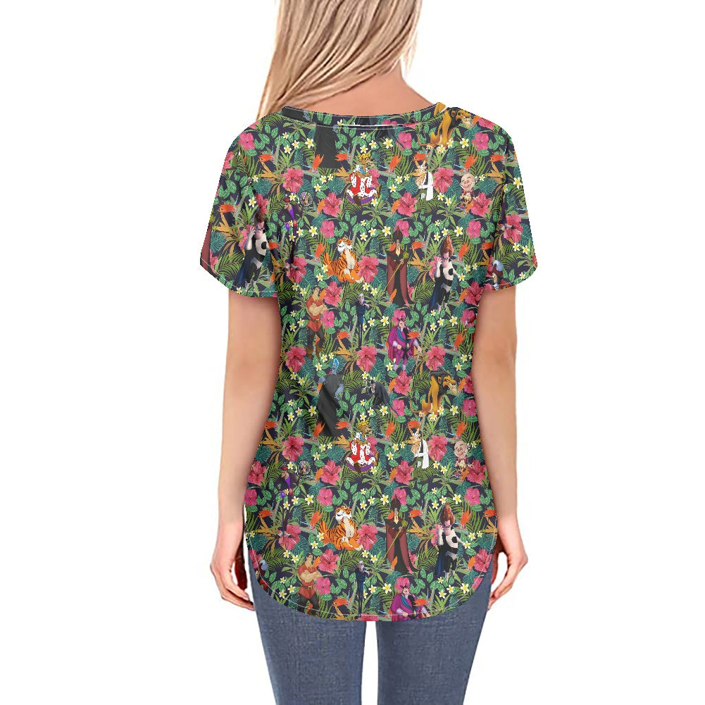 Tropical Male Villains Women's V-neck Top