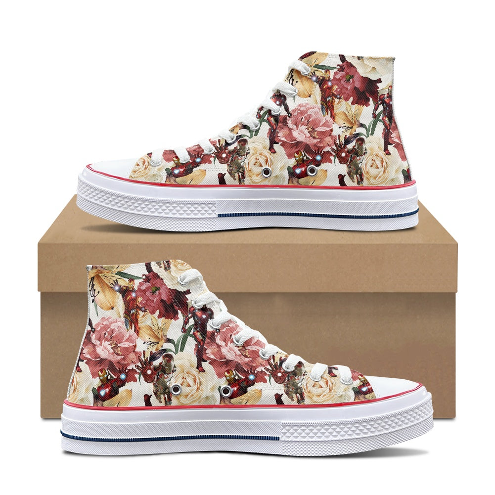 Floral Iron High Top Canvas Shoes