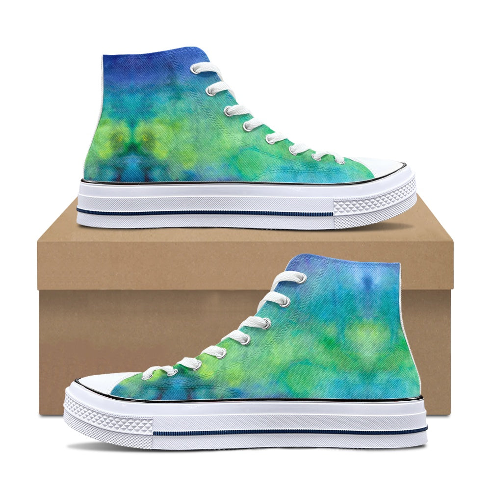 Aqua Tie Dye High Top Canvas Shoes