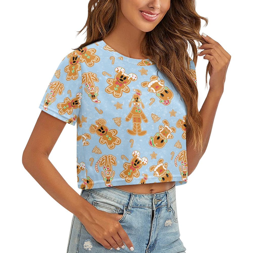 Gingerbread Cookie Pals Loose cropped navel-baring T-shirt