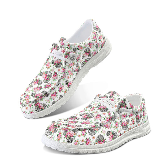 Floral Cheetah White dude shoes