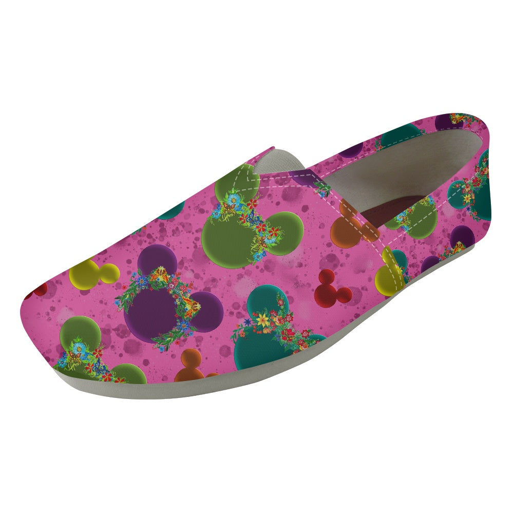 Neon Floral Ears Slip On Toms