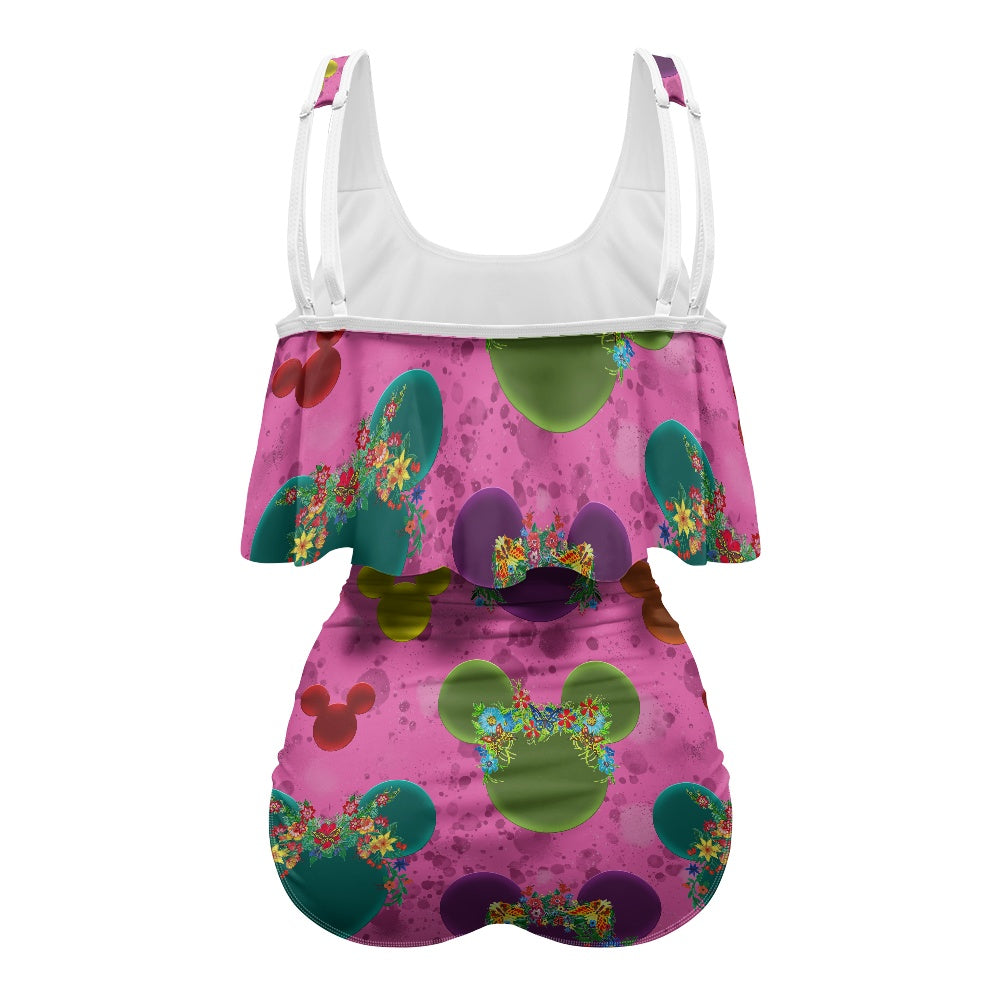 Neon Floral Ears Bikini swimsuit