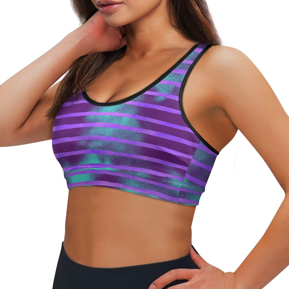 Aqua Purple Stripe Women's Sports Vest