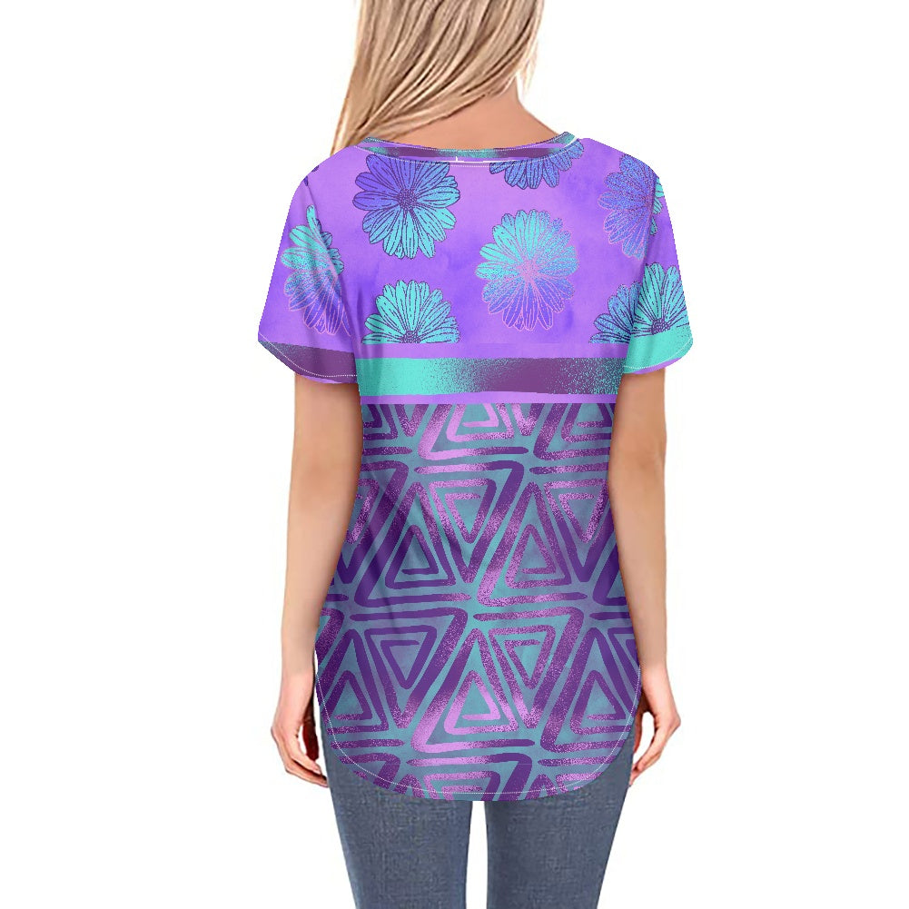 Tribal Purple Women's V-neck Top