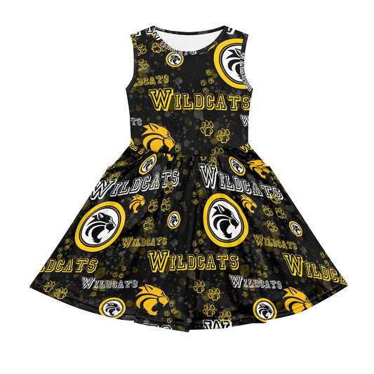 Wildcats All-Over Print Girl's Short Sleeve Dress