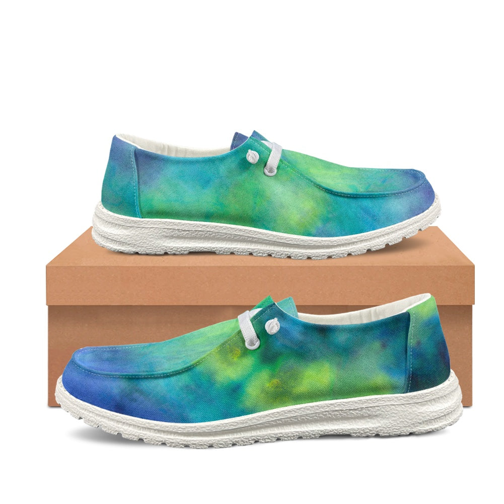 Aqua Tie Dye Men's Lace Up Loafers