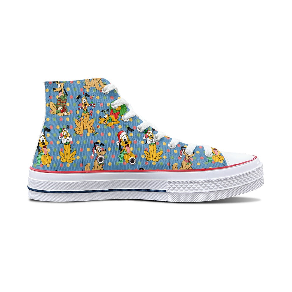 Christmas Pup High Top Canvas Shoes