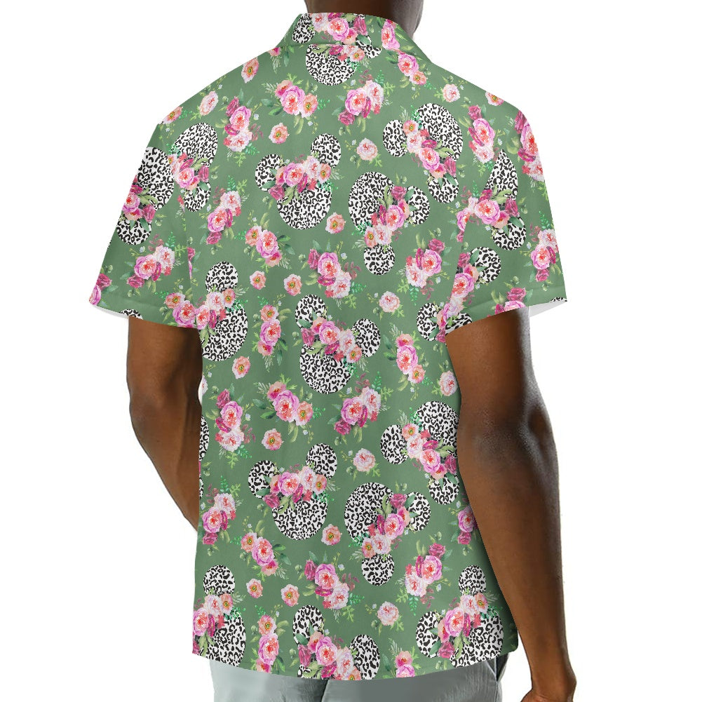 Floral Cheetah Green Hawaiian shirt