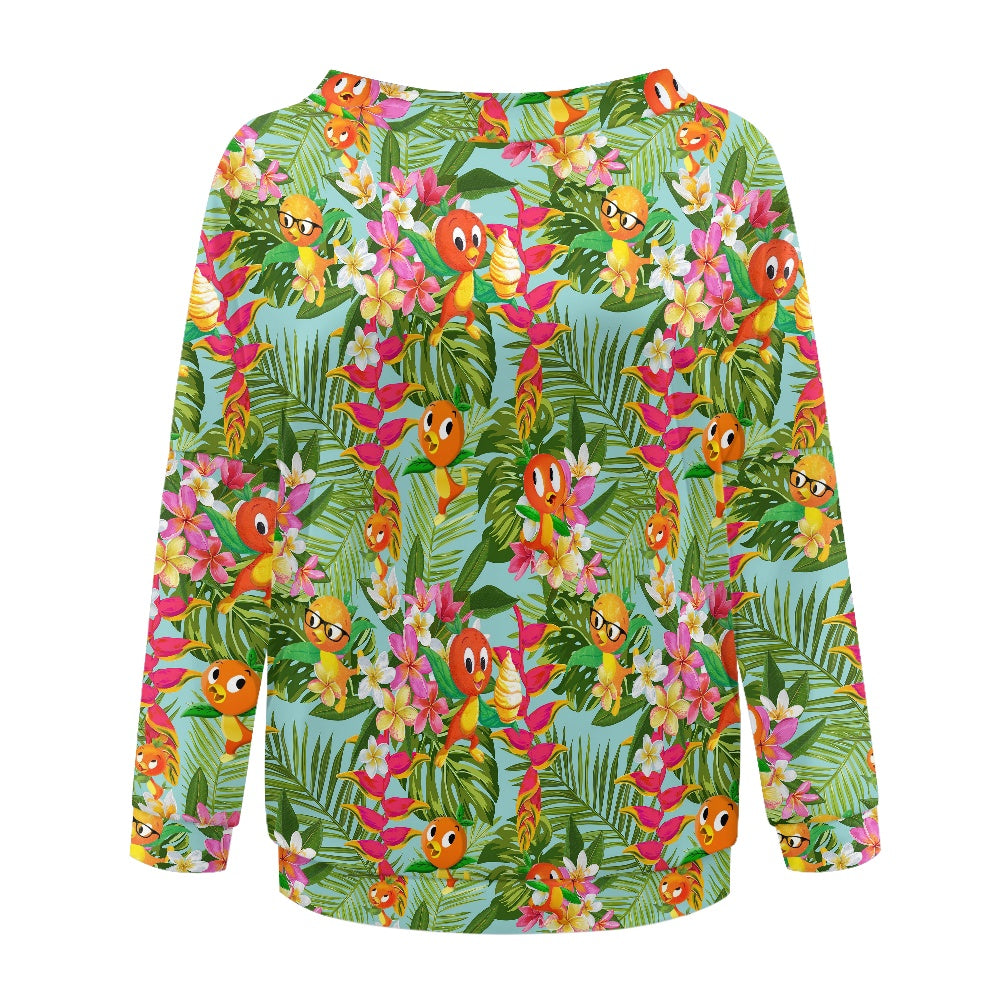 Tropical Orange Bird Women's one-shoulder top