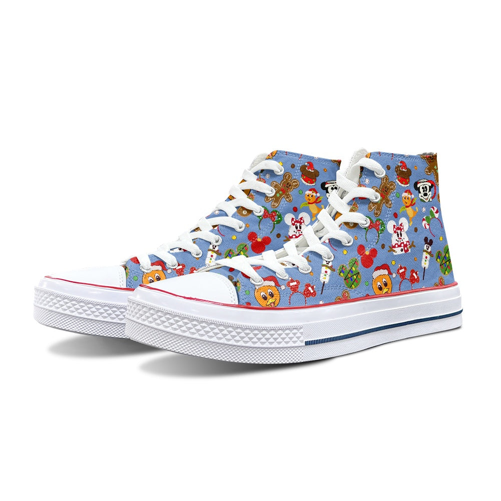 Christmas Sketch High Top Canvas Shoes