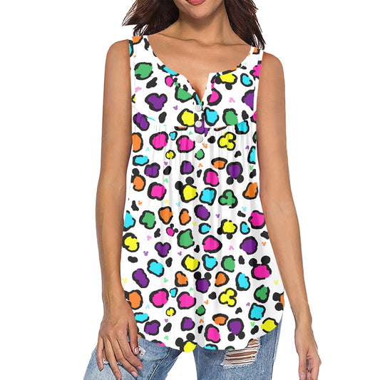 Neon Spots Women's Sleeveless V-Neck Top