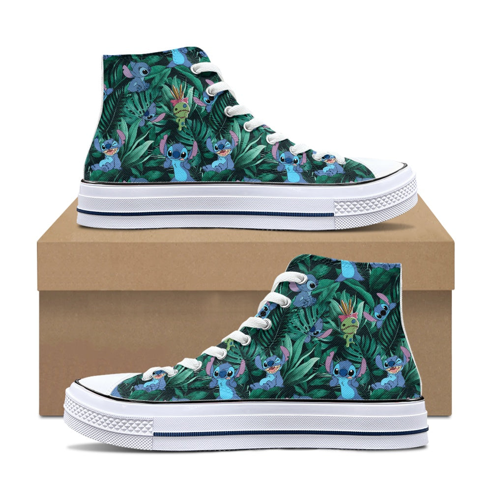 Tropical Alien High Top Canvas Shoes