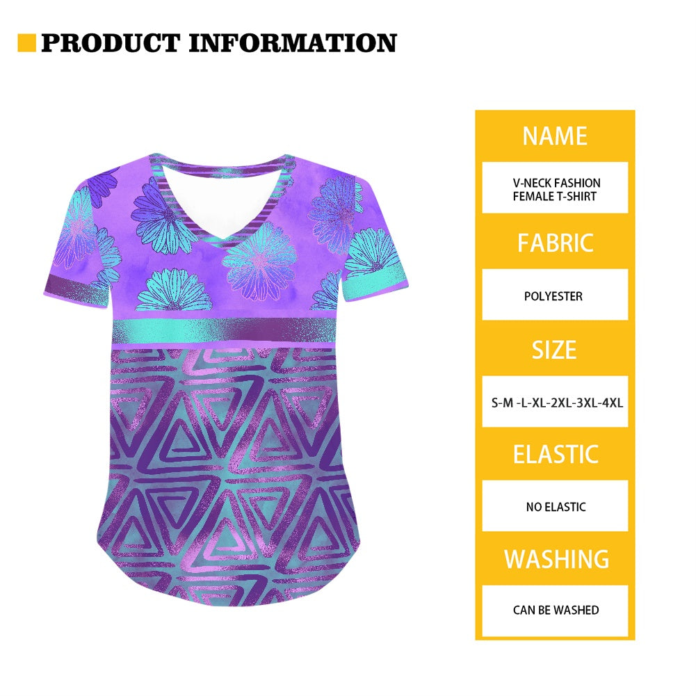 Tribal Purple Women's V-neck Top