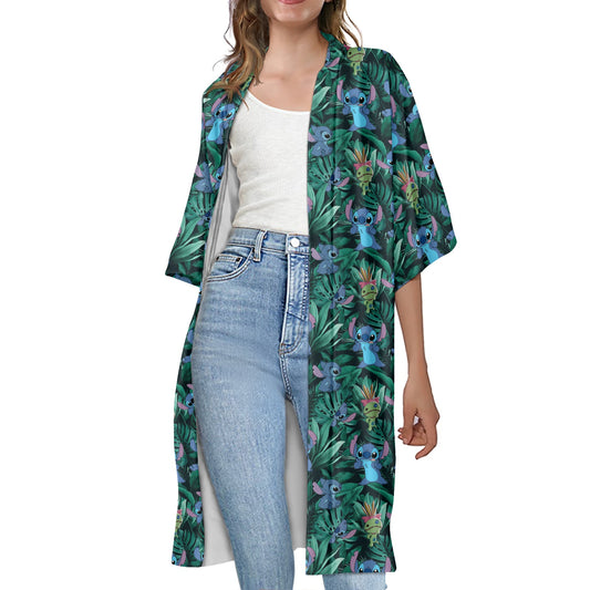 Tropical Alien Women's Half Sleeve Kimono Cardigan