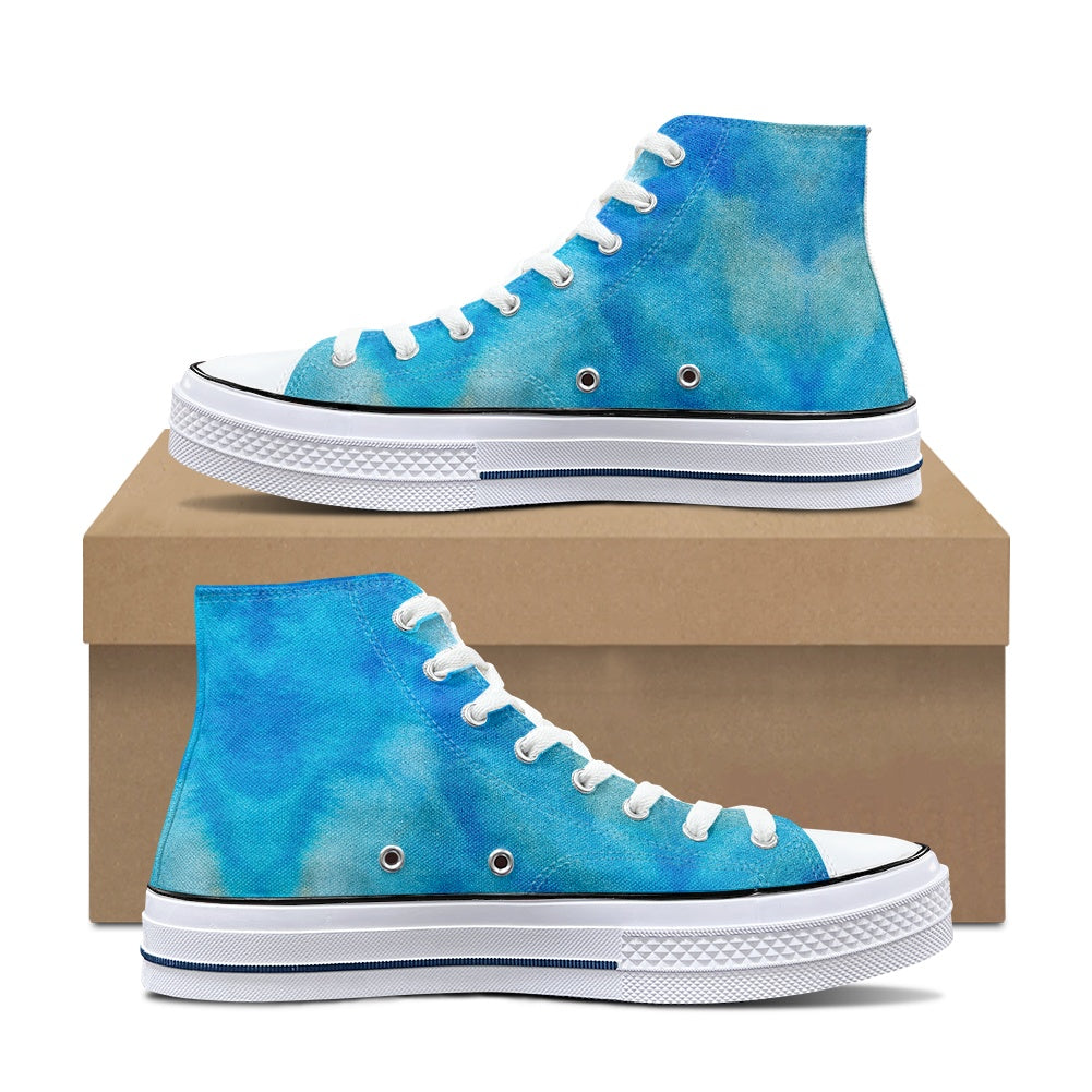 Blue Tie Dye iHigh Top Canvas Shoes