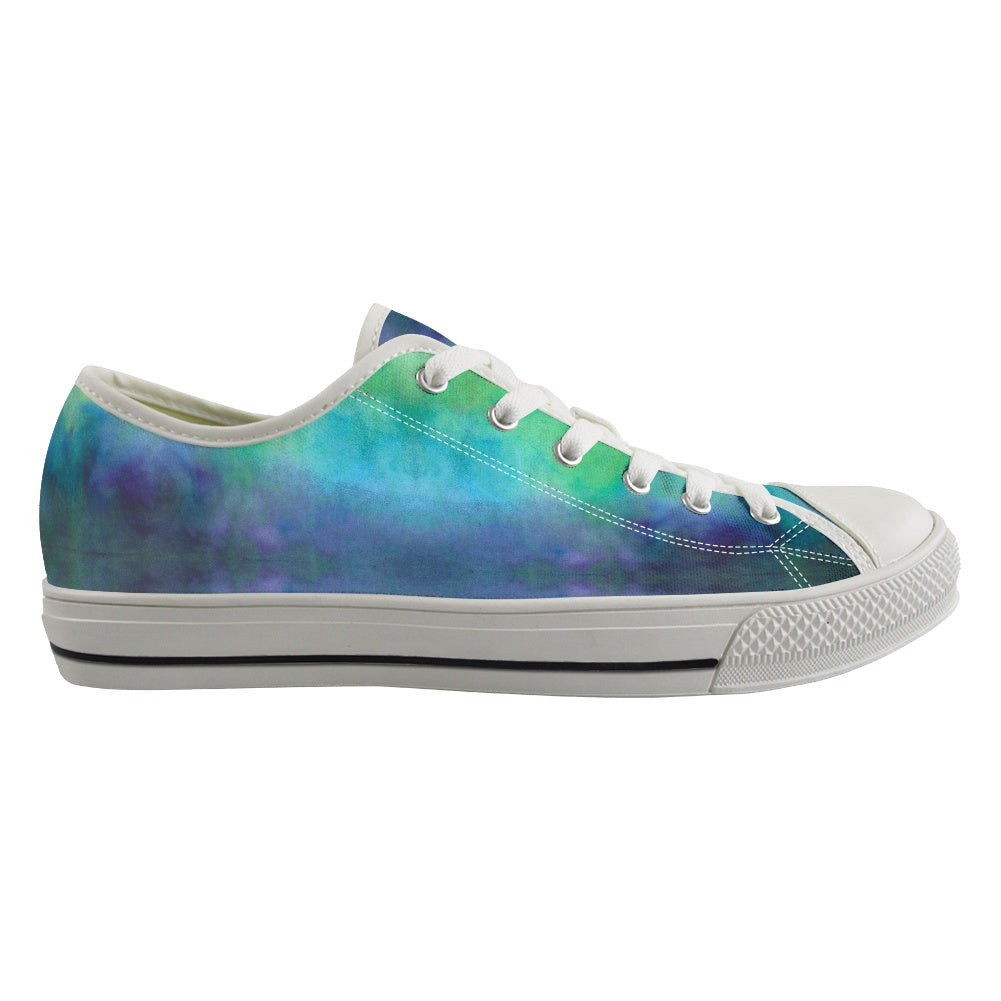 Aqua Tie Dye Adult Classic Low Top Canvas Shoes-Heavy Bottom