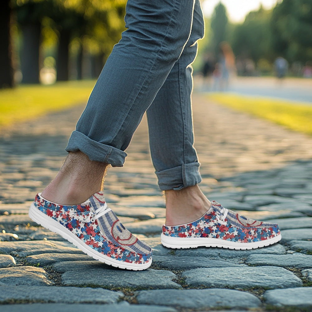 Patriotic Smiley MESH DUDE SHOES