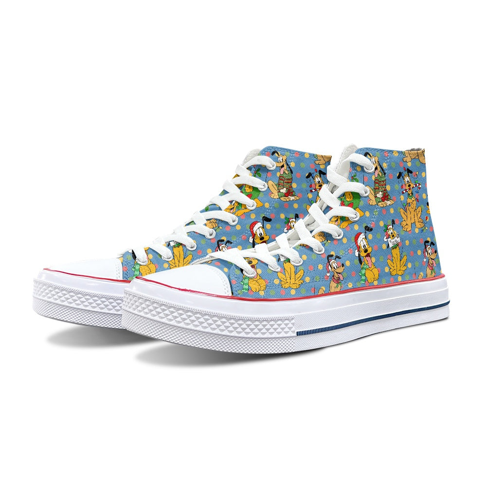 Christmas Pup High Top Canvas Shoes