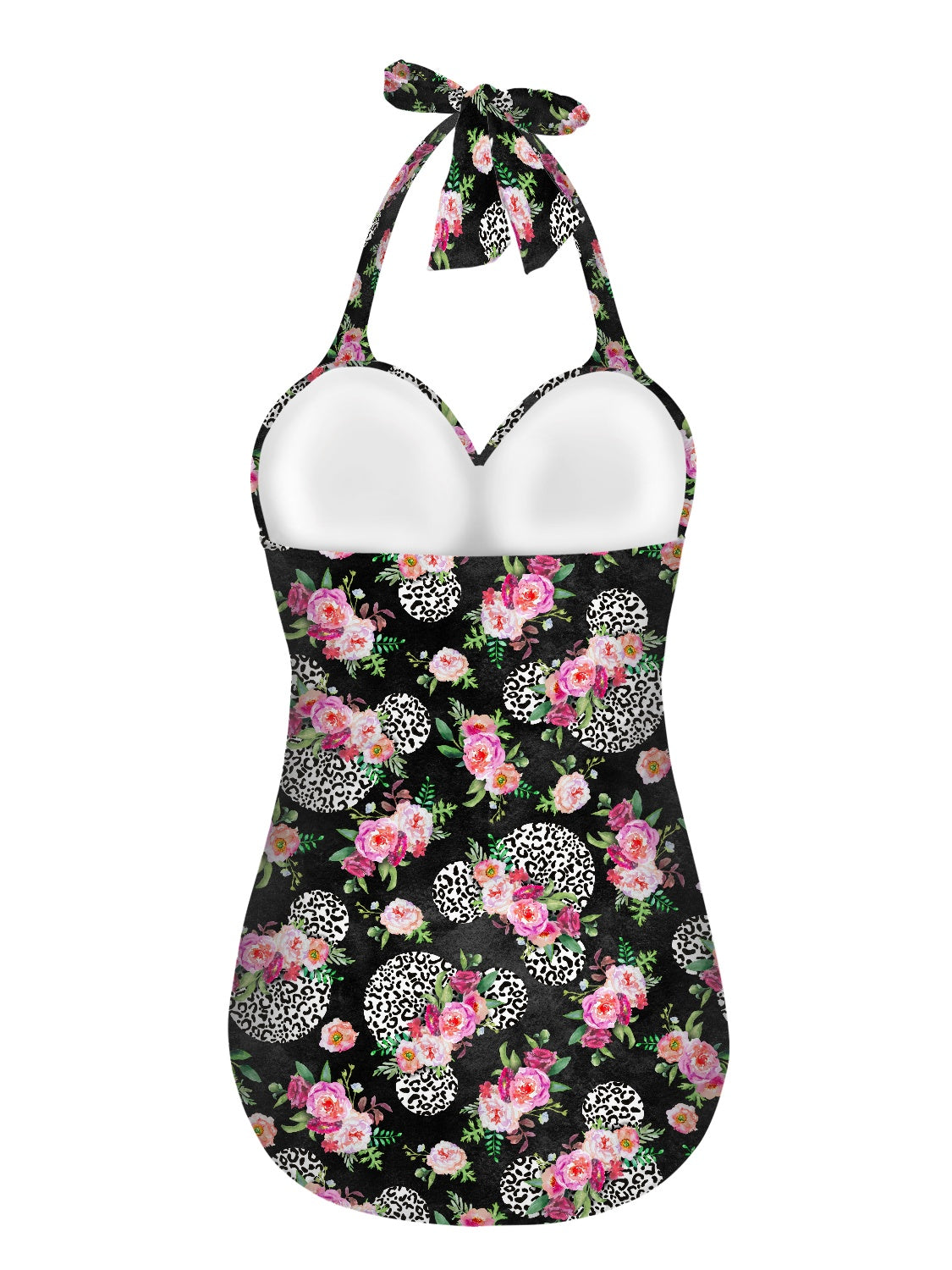 Floral Cheetah Black Strappy one piece