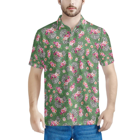 Floral Cheetah Green Polo T-shirt