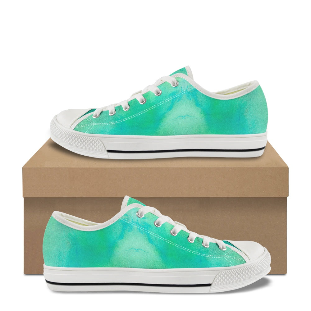 Aqua Tie Dye Light Adult Classic Low Top Canvas Shoes-Heavy Bottom