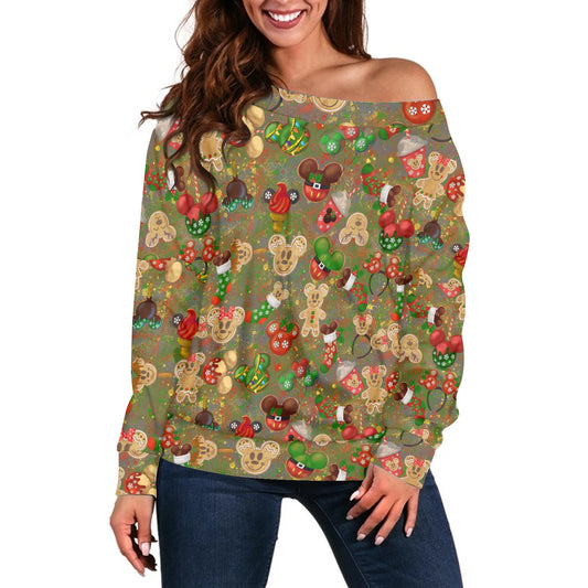 Christmas Cookie Women's one-shoulder top