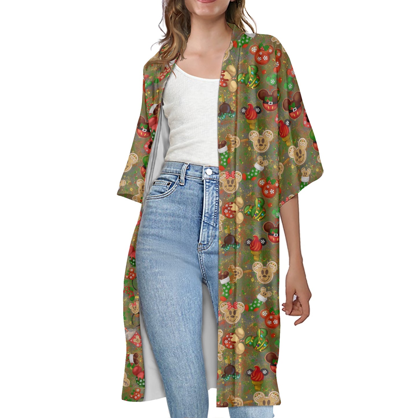 Christmas Cookies Women's Half Sleeve Kimono Cardigan