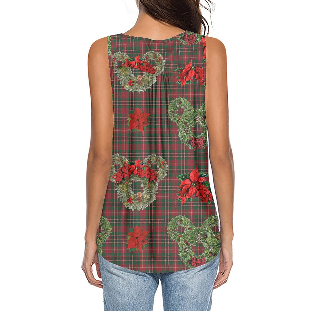 Christmas Wreaths Women's Sleeveless V-Neck Top