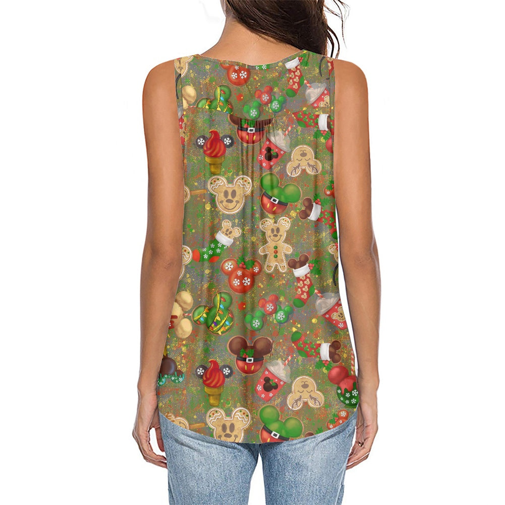 Christmas Cookies Women's Sleeveless V-Neck Top