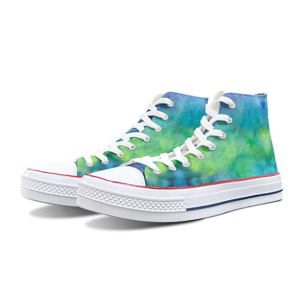 Aqua Tie Dye High Top Canvas Shoes