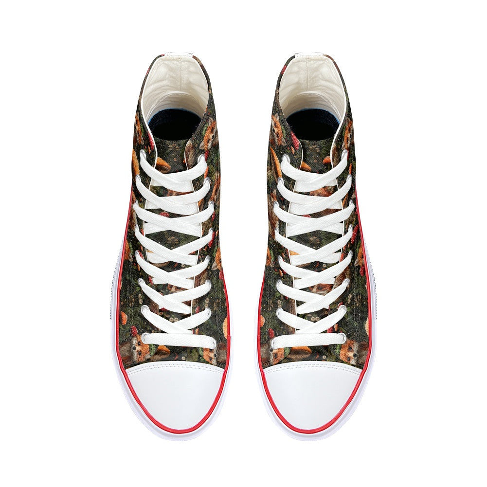 Fox and Mushrooms High Top Canvas Shoes