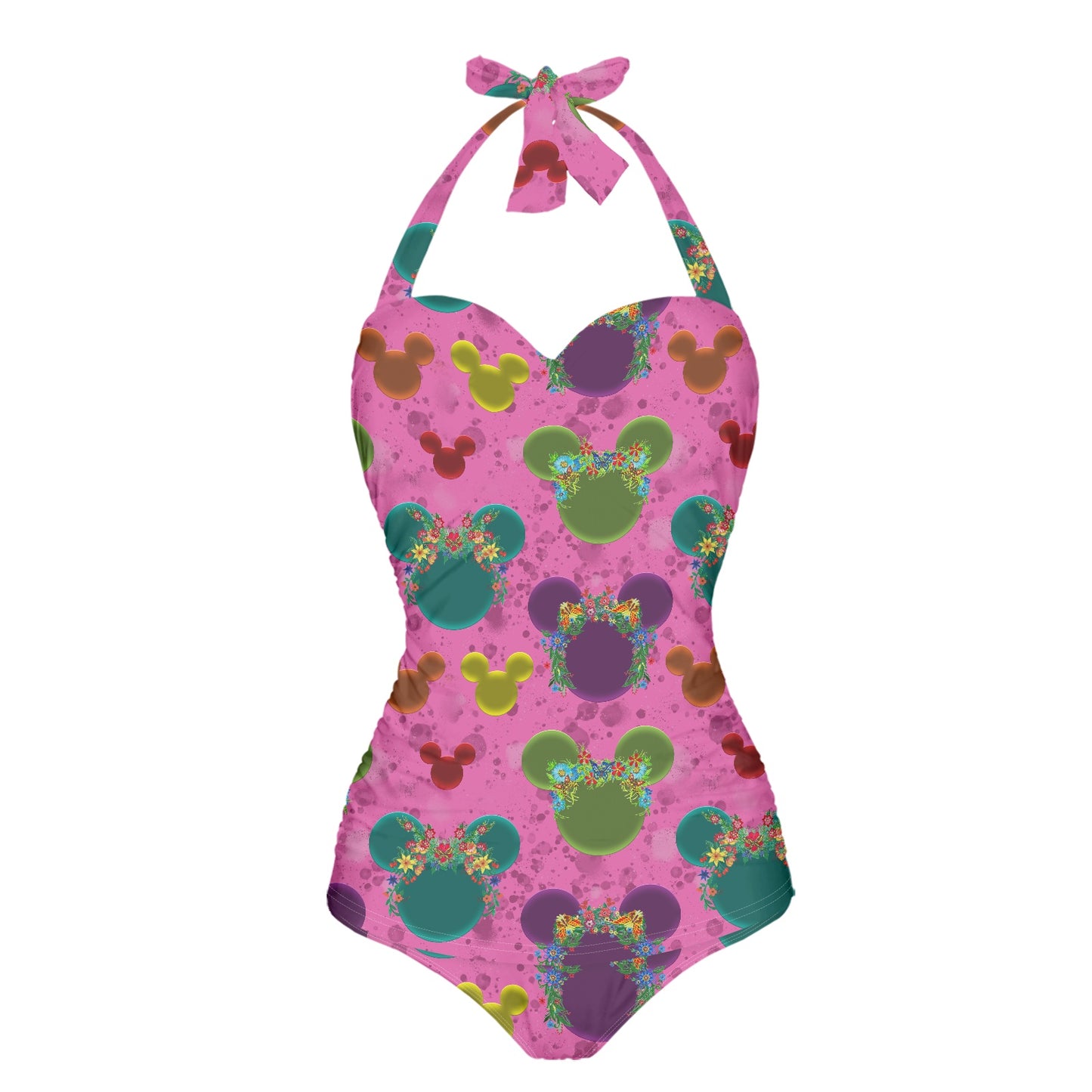 Neon Floral Ears Strappy one piece