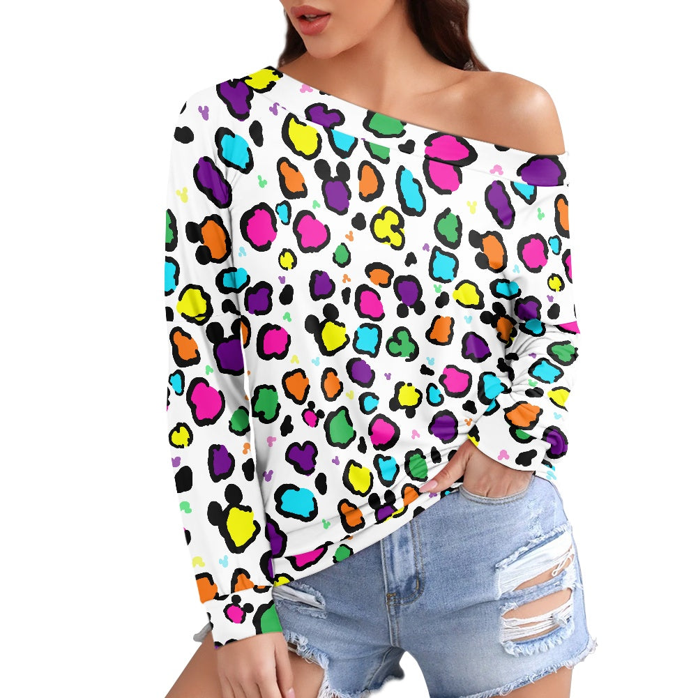 Neon Spots Women's one-shoulder top