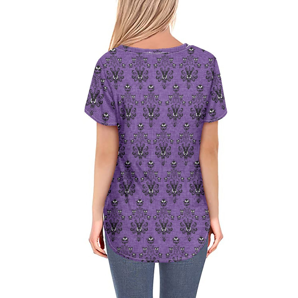 HM Wallpaper Fabric Women's V-neck Top