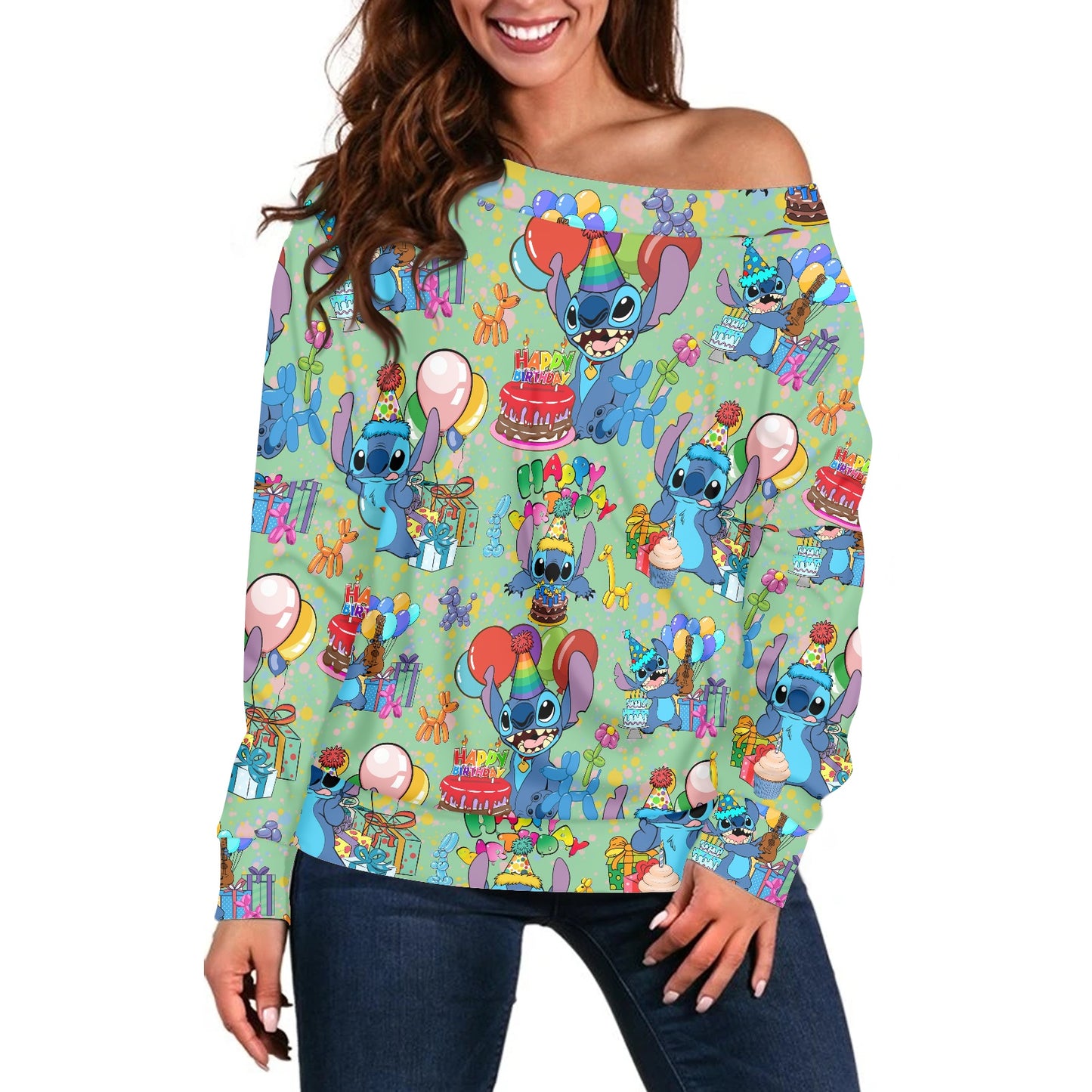 Birthday Alien Women's one-shoulder top